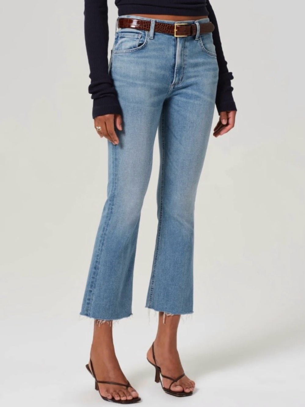 Citizens of Humanity Isola Cropped Boot Jeans in Blue Lawless Wash size 31